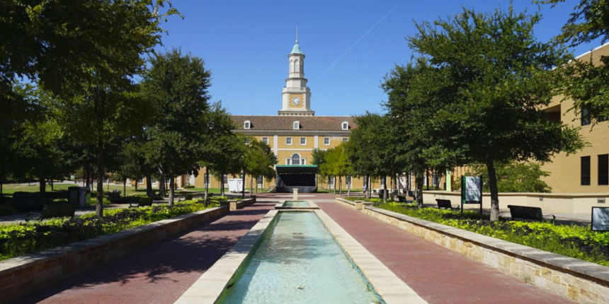 The Hurley Administration Building on the campus of the University of North Texas in Denton. Photo by Michael Barera.